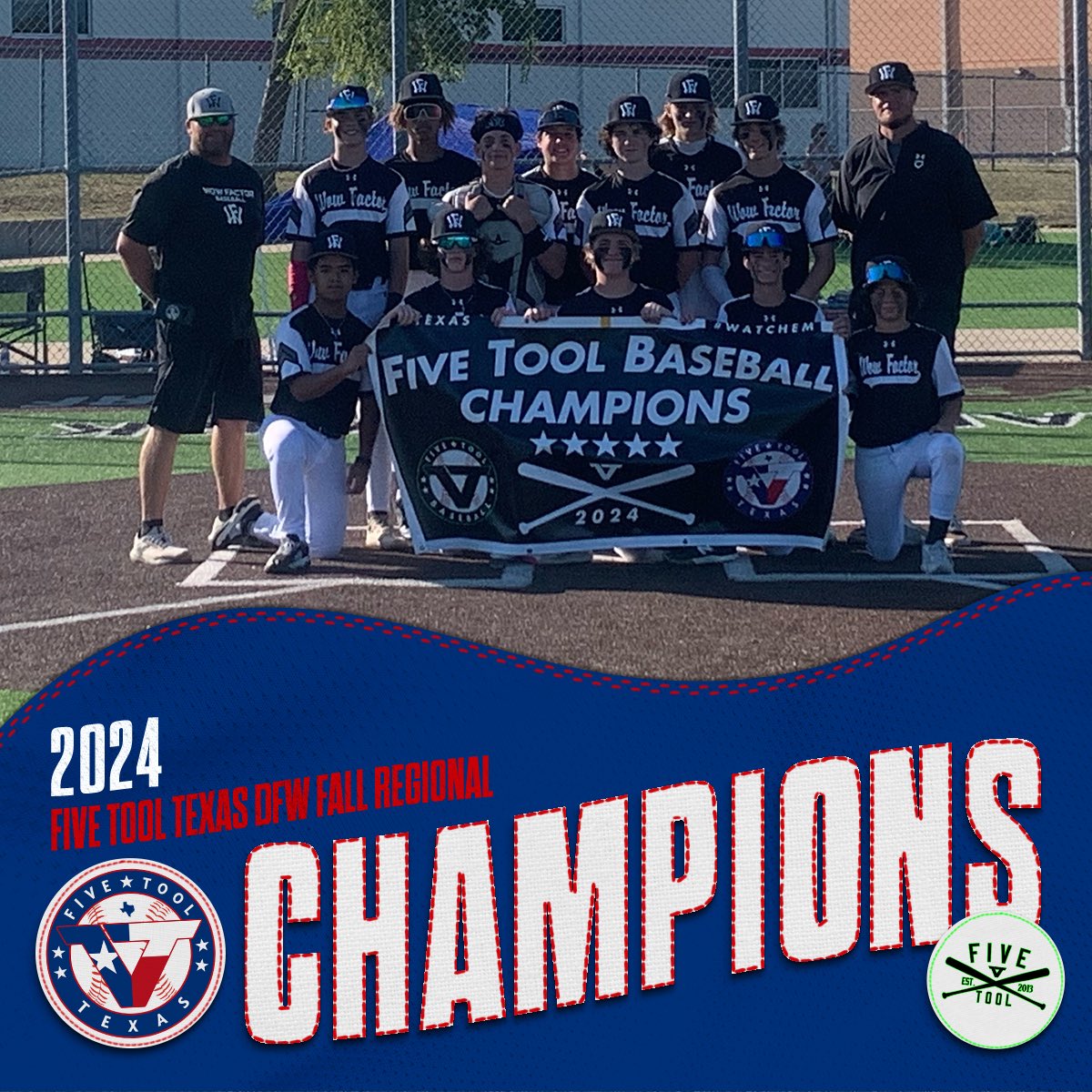🏆 Champions 🏆

Congrats to <a href="/WowFactor_DFW/">Wow Factor-North TX</a> 2028’s on winning the 15U Championship of the <a href="/FiveTool/">Five Tool Baseball</a> Texas DFW Fall Regional!

#WatchEm