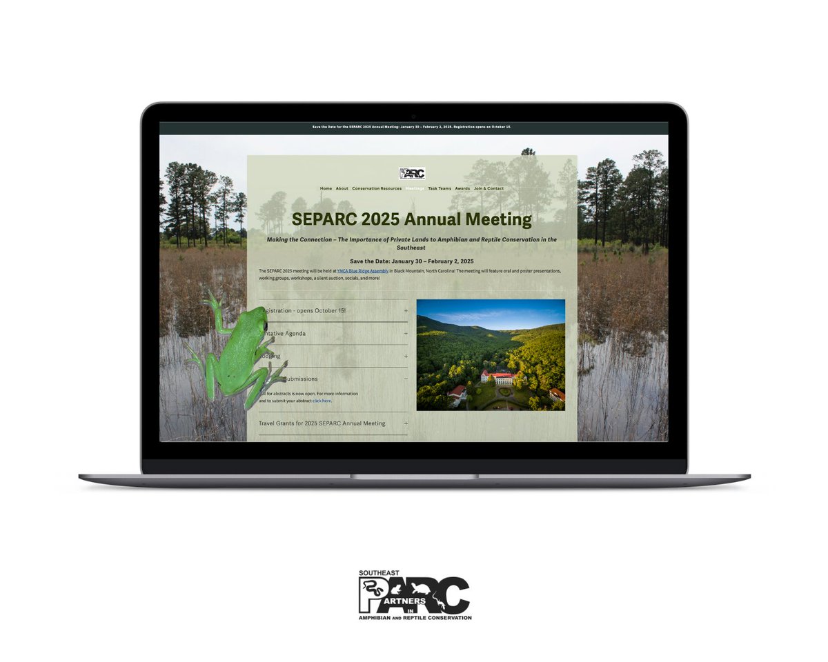 Southeast PARC (@separc) on Twitter photo Abstract submissions for oral presentations for the 2025 SEPARC annual meeting are due September 30.
Visit our annual meeting webpage at separc.org/2025-separc-an… for all you need to know about the SEPARC 2025 Annual Meeting!
Photo Credit: Green Treefrog, Sara Longtin Abstract submissions for oral presentations for the 2025 SEPARC annual meeting are due September 30.
Visit our annual meeting webpage at separc.org/2025-separc-an… for all you need to know about the SEPARC 2025 Annual Meeting!
Photo Credit: Green Treefrog, Sara Longtin