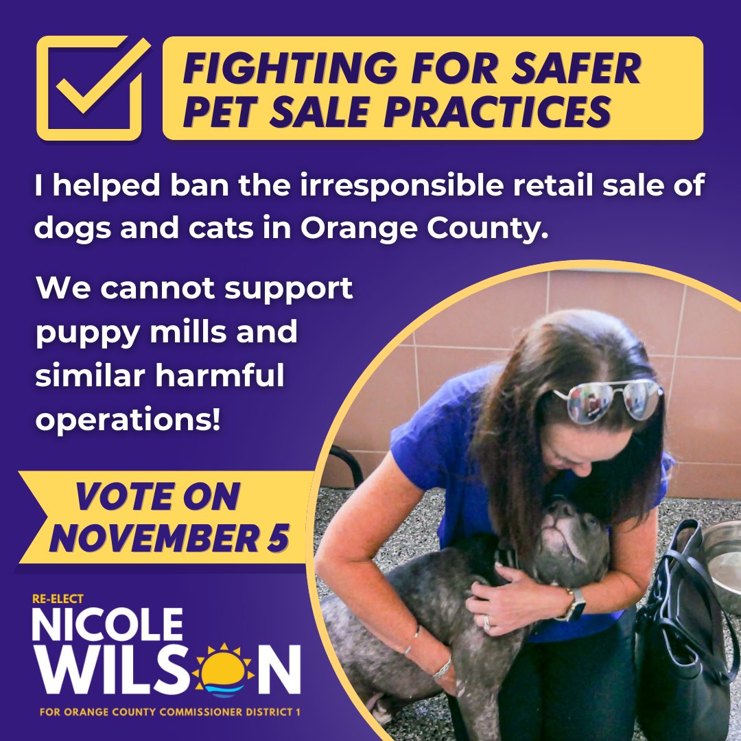 VoteWilson_D1's tweet photo. Giving a voice to the voiceless includes our animals.

The data proves that retail pet sales often disregard the health and welfare of the animals they sell. I was proud to vote to outlaw these sales. Let's keep making real change, West Orange County!

https://t.co/TlvZMbCiul https://t.co/8fGchH1Kq3