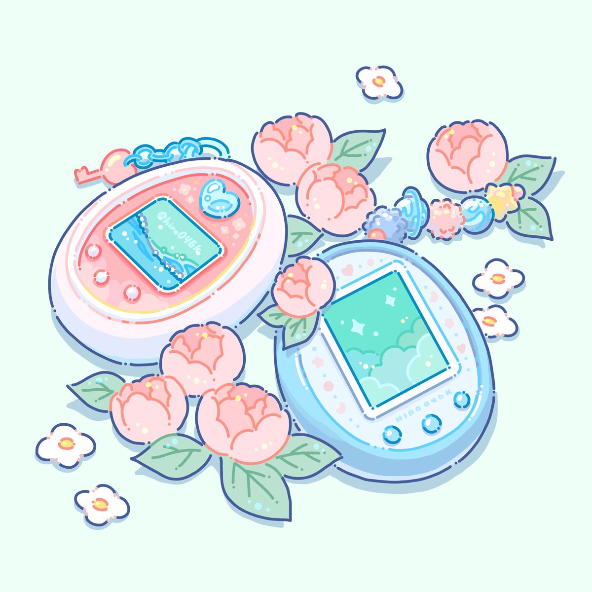 「#まだ見ぬ作品に出会わせてくれるタグレトロなモチーフをパステルカラーで描いていま」|ヒロコのイラスト