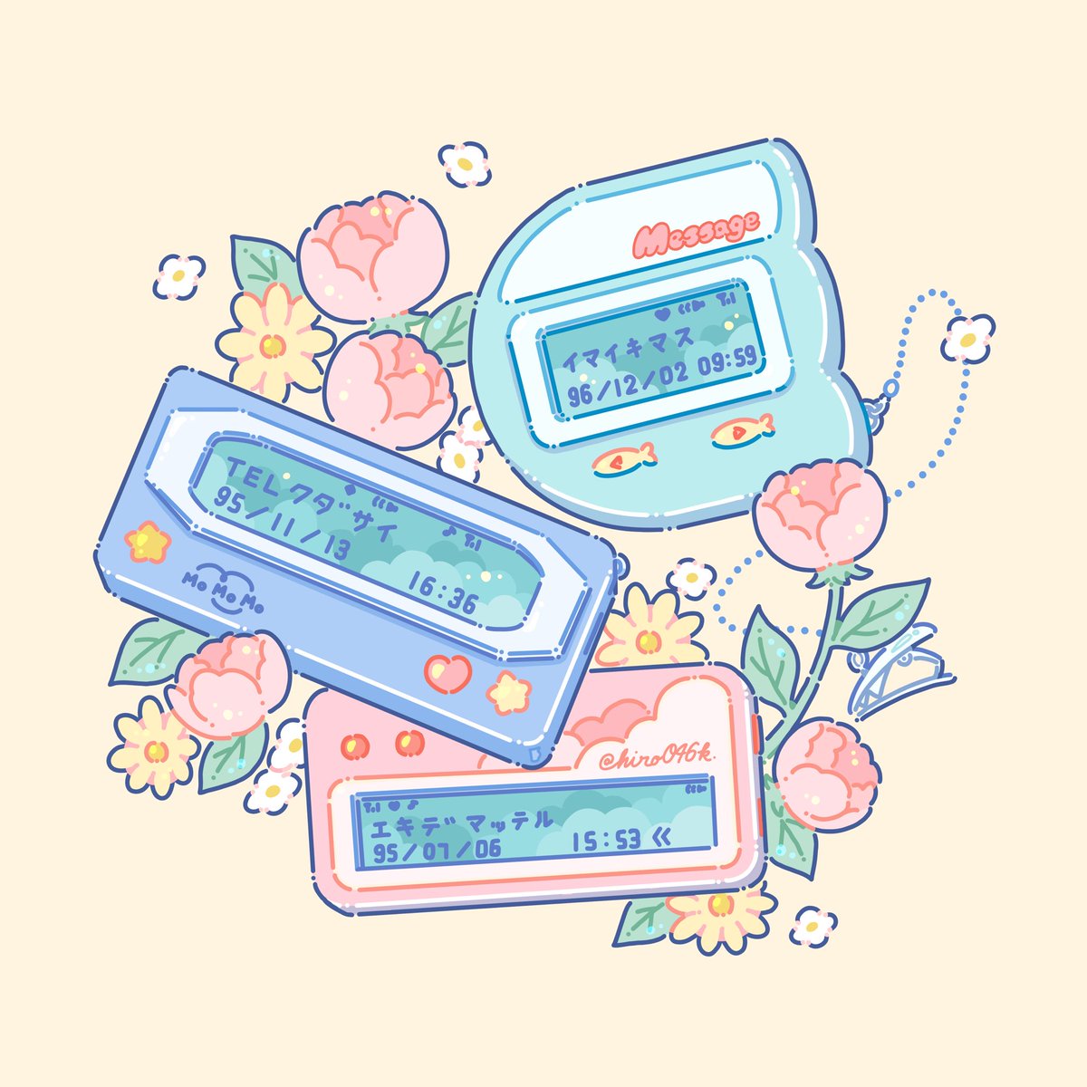 「#まだ見ぬ作品に出会わせてくれるタグレトロなモチーフをパステルカラーで描いていま」|ヒロコのイラスト