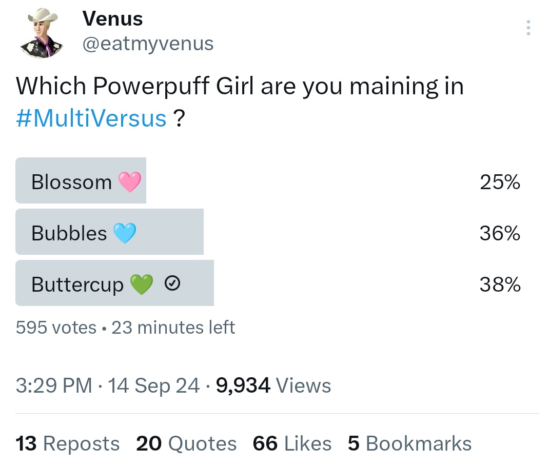 DeeGenie_'s tweet photo. ❗ATTENTION ALL BUTTERCUPS❗

We have just taken 2 Poll W's from both @/eatmyvenus and @/Dman24563!!

As one of the un-official representatives of the Buttercup Brigrade, I want to thank each and every one of you for your time,energy, and voting power
#powerpuffgirls
#MultiVersus https://t.co/xIOLxpBsJl