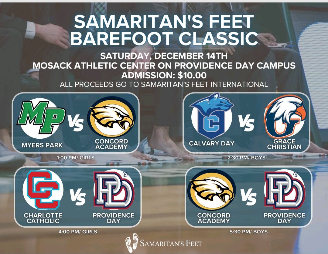 PDS Girls BBall (@pdsgirlsbball) on Twitter photo Mark your calendar now for 2nd Annual <a href="/Samaritans_Feet/">Samaritan's Feet</a> Barefoot Classic <a href="/ProvidenceDay/">Providence Day</a> on Sat, Dec. 14th!! <a href="/MyersParkWBB/">Myers Park WBB</a> <a href="/CAEaglesWBB/">Concord Academy WBB</a> <a href="/CatholicWBB/">Charlotte Catholic WBB</a> <a href="/PDBoysHoops/">Providence Day Boys Hoops</a> #pdschargers Mark your calendar now for 2nd Annual <a href="/Samaritans_Feet/">Samaritan's Feet</a> Barefoot Classic <a href="/ProvidenceDay/">Providence Day</a> on Sat, Dec. 14th!! <a href="/MyersParkWBB/">Myers Park WBB</a> <a href="/CAEaglesWBB/">Concord Academy WBB</a> <a href="/CatholicWBB/">Charlotte Catholic WBB</a> <a href="/PDBoysHoops/">Providence Day Boys Hoops</a> #pdschargers