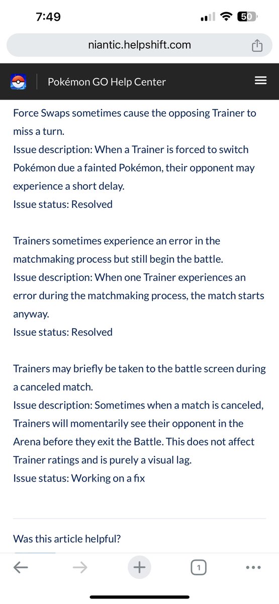 Paging <a href="/NianticLabs/">Niantic</a> <a href="/NianticHelp/">Niantic Support</a>. Please stop saying things are resolved when they are clearly NOT. The fact that you have this very issue that the reigning champion and so many other experienced players are calling out marked “resolved” is insulting.

The players deserve better.