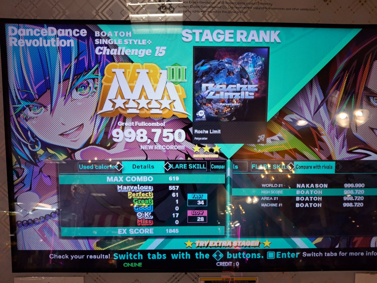 I played DDR today:

New 14 PFC!
Orochi Strike ESP AAA/GFC! 
I'm so sick of getting flags on Roche Limit CSP, small upscore lol

I'm tired lol