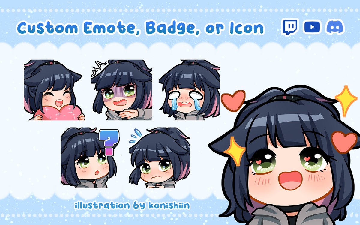 konishiin08's tweet image. Hello! I&apos;m konishiin, I draw chibi emotes, illustration, and animation. ☺️💕

#emotes #chibianimation