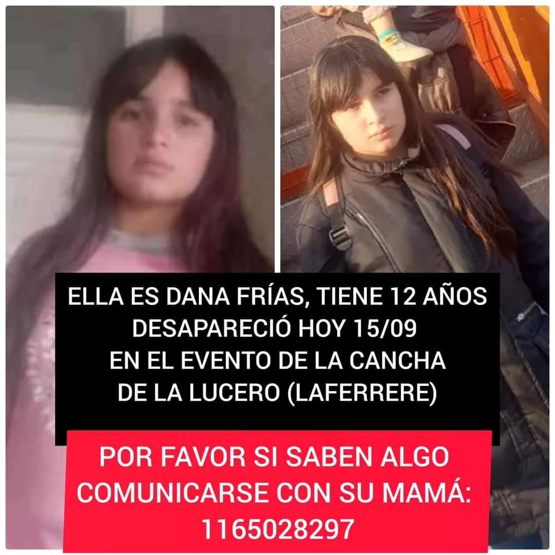 desaparecidaorg's tweet photo. #URGENTE BÚSQUEDA EN TIEMPO REAL #LAMATANZA
🆘 PEDIMOS MÁXIMA DIFUSIÓN 🙏
Dana Frías tiene 15 años, desapareció el 15/9/24 en Laferrere, partido de La Matanza, provincia de Buenos Aires. Por favor compartir y avisar #Urgente a la mamá ☎️ 1165028297, o 911 https://t.co/6lGWmbC0Qw