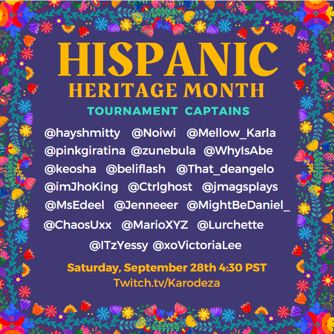 Here are the captains for this year's Hispanic Heritage Month tournament! 🥳 We are still accepting sign-ups, so please DM me for more information. But I am so incredibly excited, and once again, thank you all so much for all the support this year!