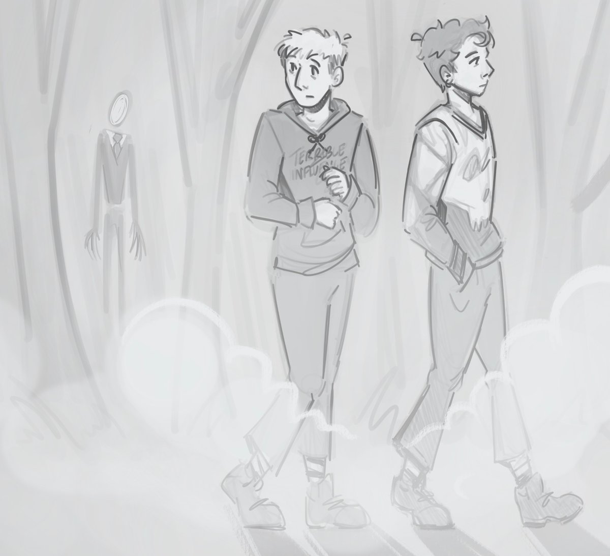little sketch inspired by their misty forest walk #phanart #dnp #danandphil #danhowell  #phillester