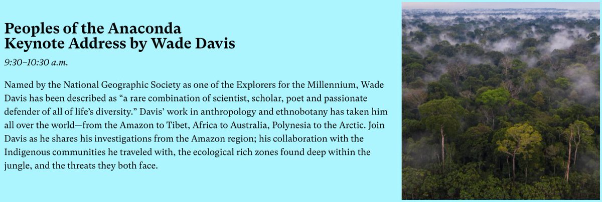 Join us for the keynote address "Peoples of the Anaconda" by Wade Davis, to open our Climate Week Conference on 09/26 at The New York Botanical Garden. More information <a href="/NYBG/">New York Botanical Garden</a>: nybg.org/event/climate-…