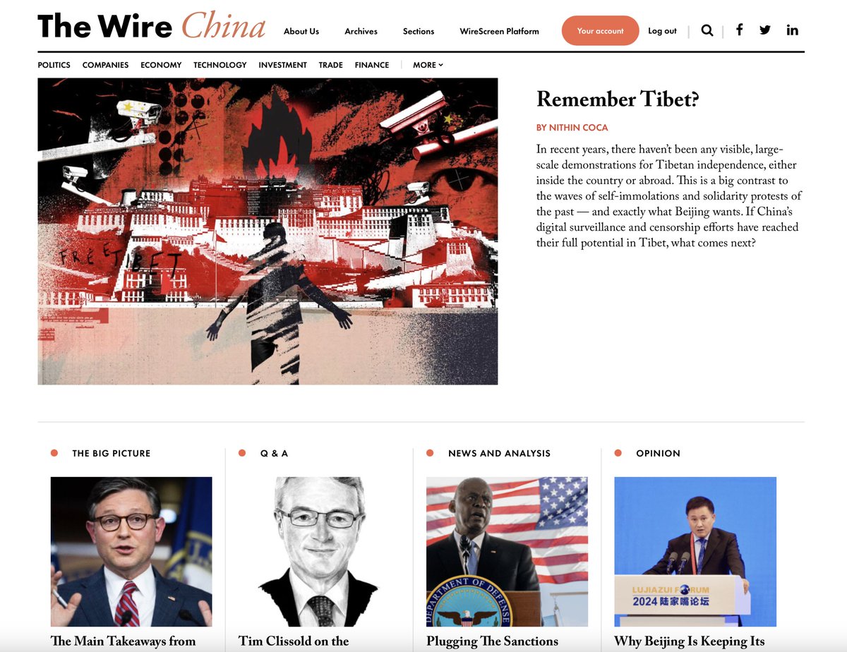 our new issue is live! A look at Tibet, and why it has disappeared from the news pages; also Tim Clissold (Mr. China), plugging sanctions, China Week on the Hill and why Beijing is keeping its wallet closed.. thewirechina.com