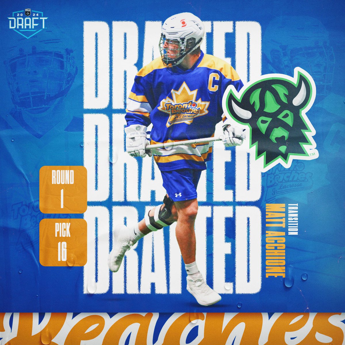 Toronto Beaches (@beachesjra) on Twitter photo Oh Captain, Our Captain! 🫡
Congratulations to <a href="/matt_acchione9/">Matt Acchione</a> on being selected 16th overall in the 2024 <a href="/NLL/">NLL</a> Draft by <a href="/SaskRushLAX/">Saskatchewan Rush</a> 🌊
#NextWave Oh Captain, Our Captain! 🫡
Congratulations to <a href="/matt_acchione9/">Matt Acchione</a> on being selected 16th overall in the 2024 <a href="/NLL/">NLL</a> Draft by <a href="/SaskRushLAX/">Saskatchewan Rush</a> 🌊
#NextWave