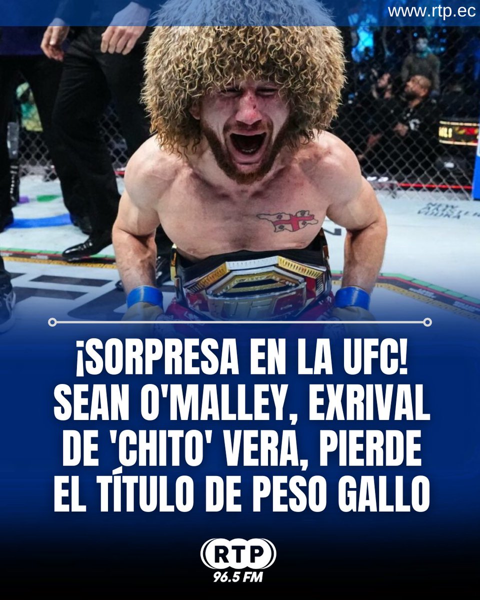 RtpEcuador's tweet image. Merab ‘The Machine’ Dvalishvili se coronó como nuevo campeón de peso gallo de la #UFC, tras derrotar por decisión unánime a #SeanO'Malley en un combate en #LasVegas. 

Con un dominio en el suelo y potentes golpes, el peleador georgiano se impuso claramente, arrebatando el título