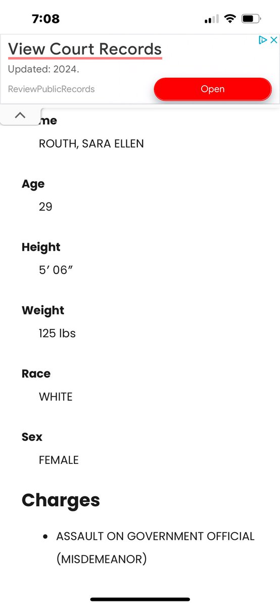 GenuineSuccess4's tweet image. Meet Sara Routh

Arrested for assault on a government official