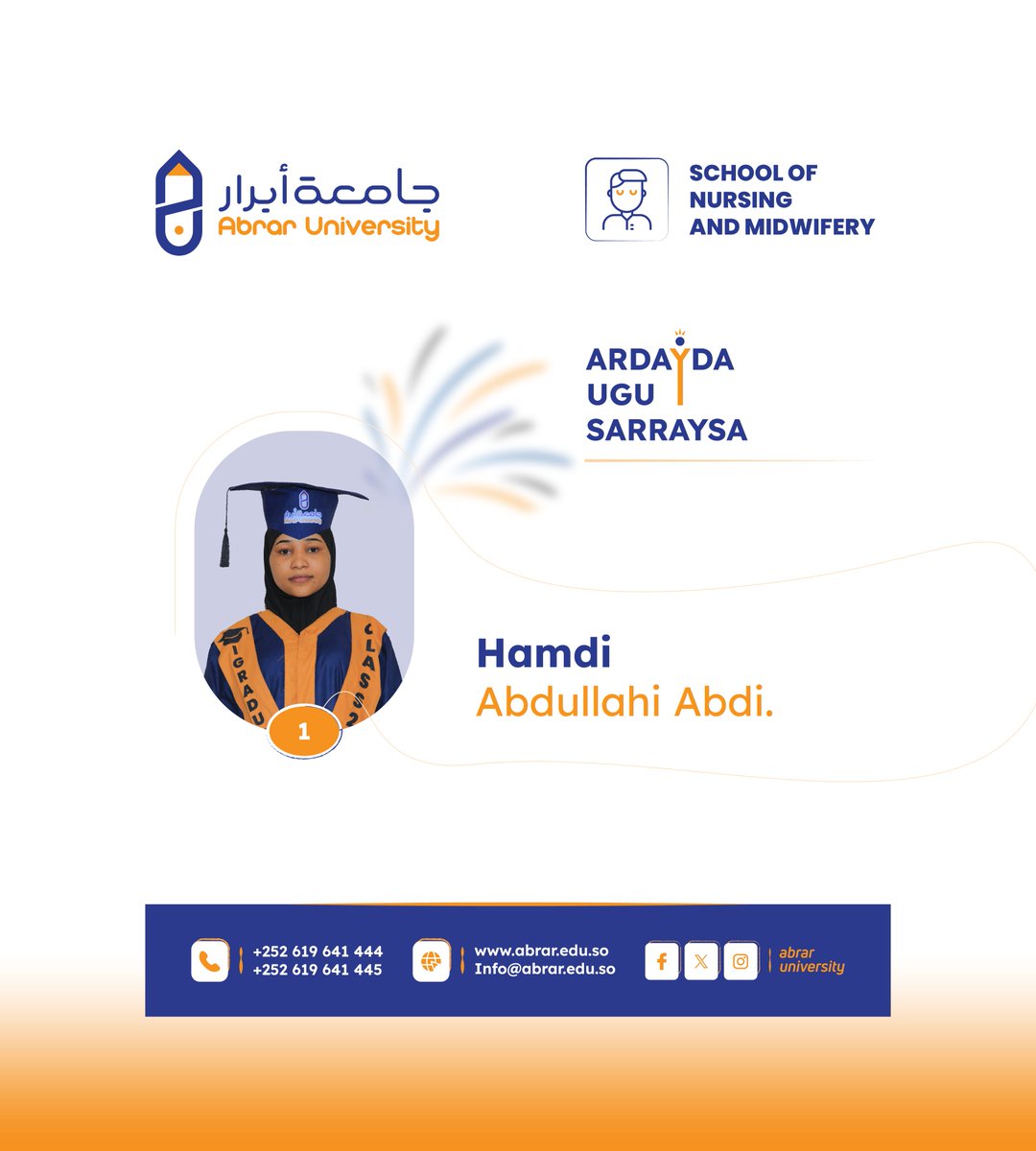 𝐇𝐚𝐦𝐝𝐢 𝐀𝐛𝐝𝐮𝐥𝐥𝐚𝐡𝐢 𝐀𝐛𝐝𝐢 ayaa noqotey Ardayadda kaalinta 1aad ka gashey 𝐃𝐮𝐠𝐬𝐢𝐠𝐚 𝐔𝐦𝐮𝐥𝐢𝐬𝐨𝐧𝐢𝐦𝐚𝐝𝐚 𝐢𝐲𝐨 𝐊𝐚𝐥𝐤𝐚𝐚𝐥𝐢𝐲𝐚𝐡𝐚 𝐂𝐚𝐚𝐟𝐢𝐦𝐚𝐚𝐝.
Hambalyo ayaan leenahay 𝐇𝐚𝐦𝐝𝐢 iyo dhammaan ardeyda, waad wada guuleysateen.