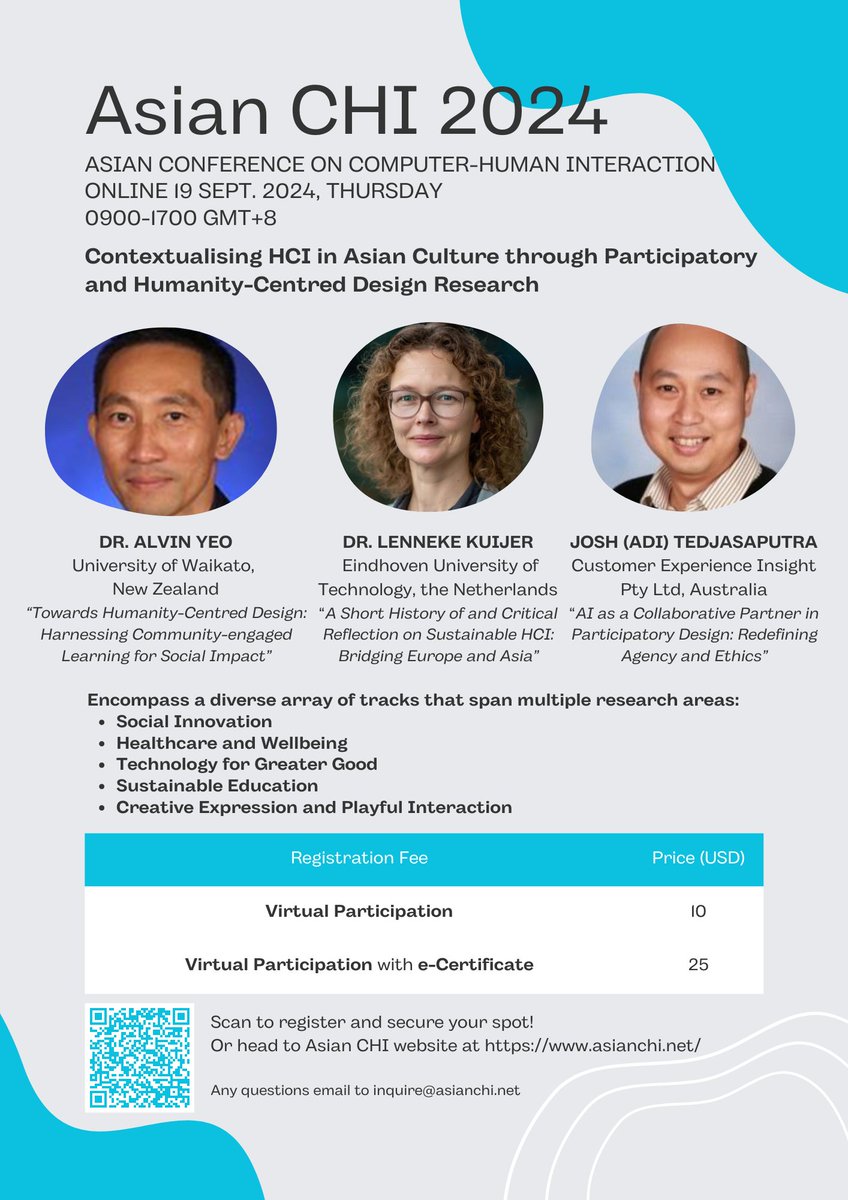 Accepted papers for Asian CHI 2024 are now available on the website: asianchi.net

Don't miss it! 

#asianchi
#asianchi2024