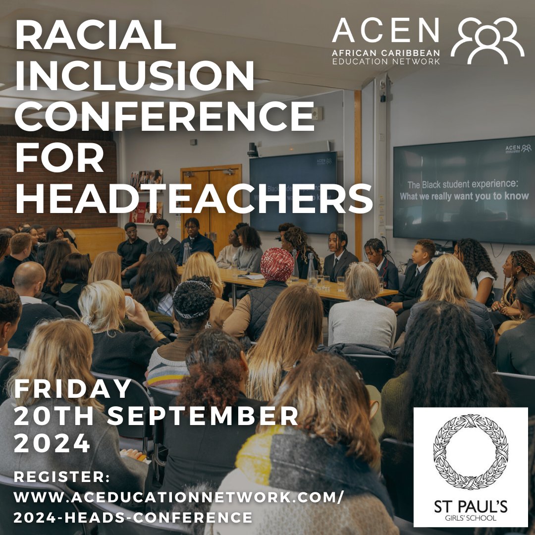Lat chance to register for the ACEN Racial Inclusion Conference for Headteachers - the only school-focused anti-racism event by students, staff, and academics.

Registration closes tomorrow.

More info &amp; registration here: aceducationnetwork.com/2024-heads-con…