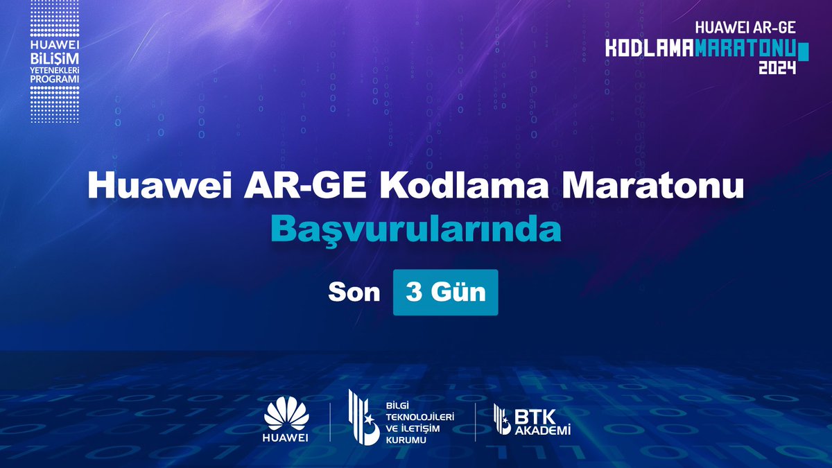 BTK Akademi iş birliği ile düzenlediğimiz Huawei AR-GE Kodlama Maratonu başvurularının kapanmasına sadece 3 gün kaldı!

Hemen başvurmak ve sertifikanı almak için ➡️ btkakademi.gov.tr/portal/public/…

#btkakademi #KodlamaMaratonu24 #HuaweiARGE #ICTTalentDev