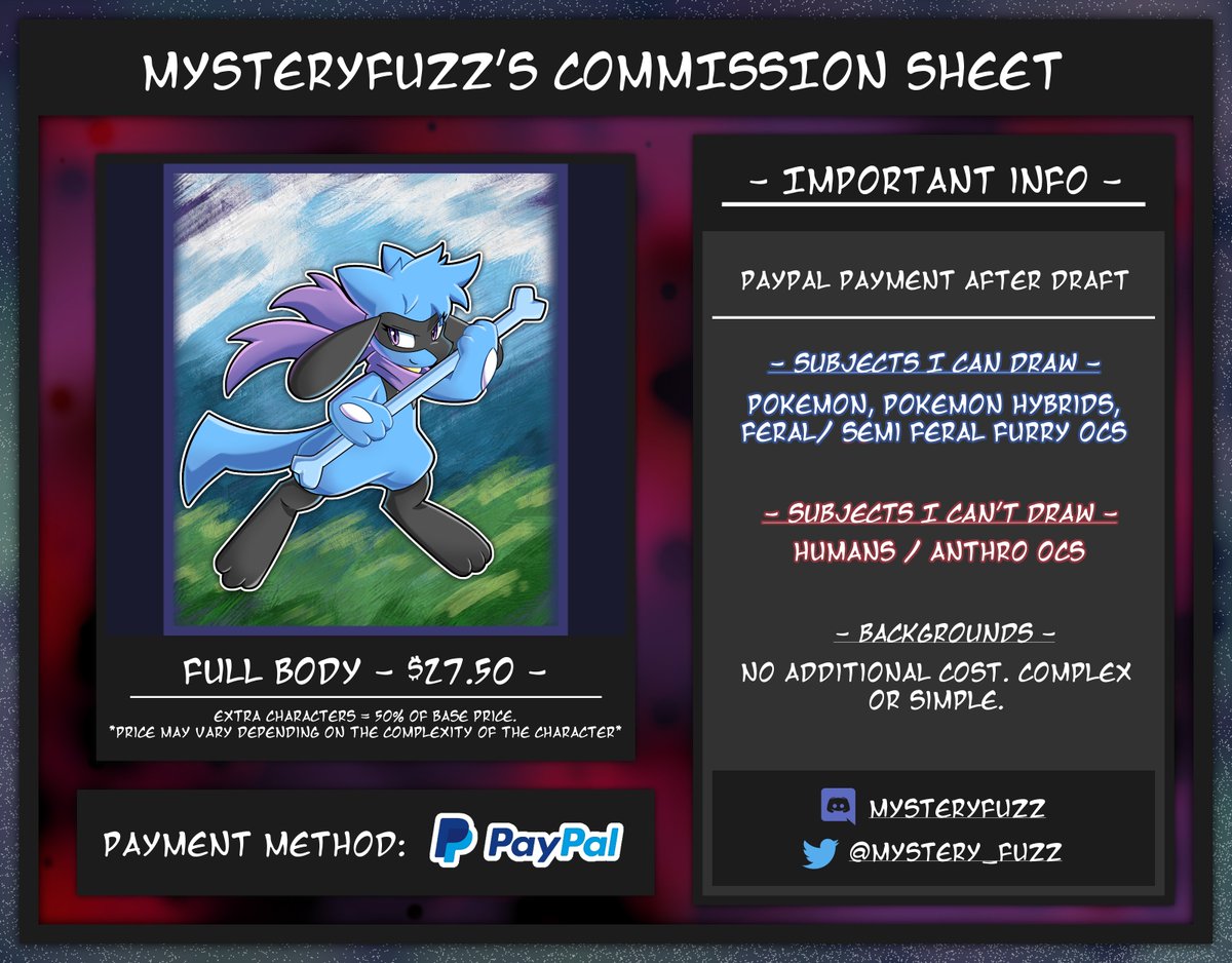 Commissions Open with 3 Spots this time! DM if you're interested!