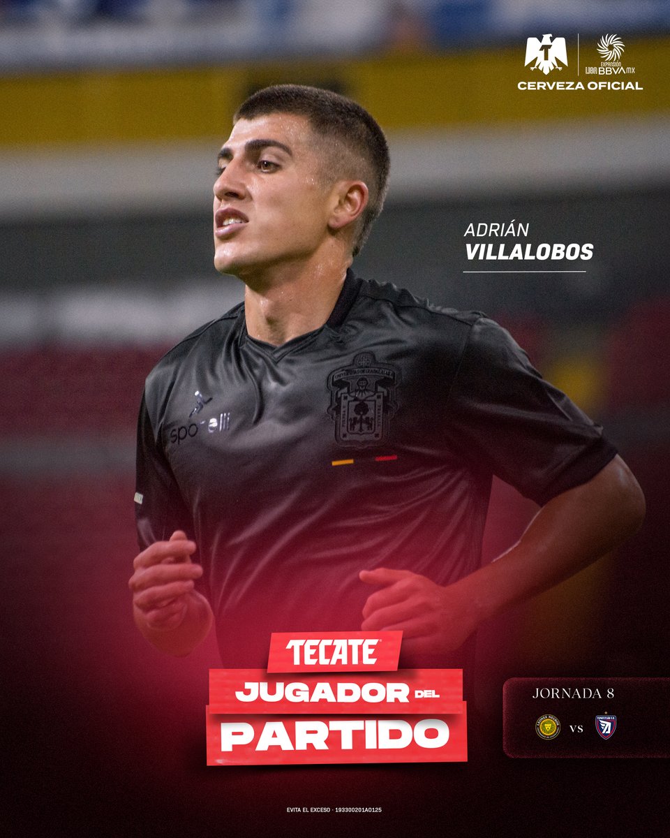 LigaMXExpansion's tweet photo. ZARPAZO LETAL 🦁

Adrián Villalobos marcó la anotación ⚽️ con la que los @LeonesNegrosCF lograron el triunfo sobre el #Tepa. Por eso, el mediocampista mexicano 🇲🇽 #TecateJugadorDelPartido.

@CervezaTecate https://t.co/L3VMBGVt9H