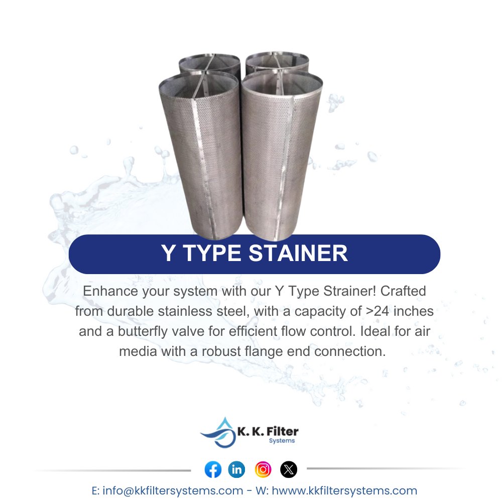 KKFilterSystems's tweet image. Enhance your system with our Y Type Strainer! Crafted from durable stainless steel, with a capacity of &amp;gt;24 inches and a butterfly valve for efficient flow control. Ideal for air media with a robust flange end connection. 
kkfiltersystems.com/Y-Type-Straine…

#IndustrialParts #StainlessSteel