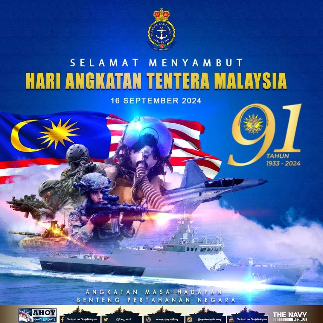 Seluruh warga Bahagian Materiel mengucapkan selamat menyambut Hari Angkatan Tentera Malaysia Ke-91.

'Angkatan Masa Hadapan, Benteng Pertahanan Negara'.