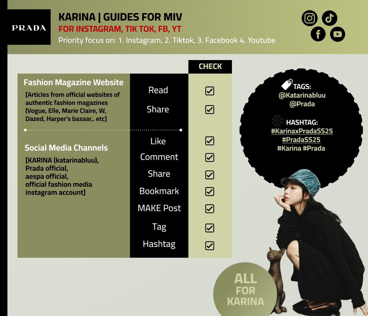 KRNGlobalUnion's tweet photo. 🔊 KARINA Milan Fashion Week 
- Prada SS25

👉🏼MIV Guides for other platforms:
Instagram, TikTok, Facebook, YouTube 

#KARINA #카리나 #カリナ #aespa #에스파 @Prada https://t.co/rapUZyd6kM