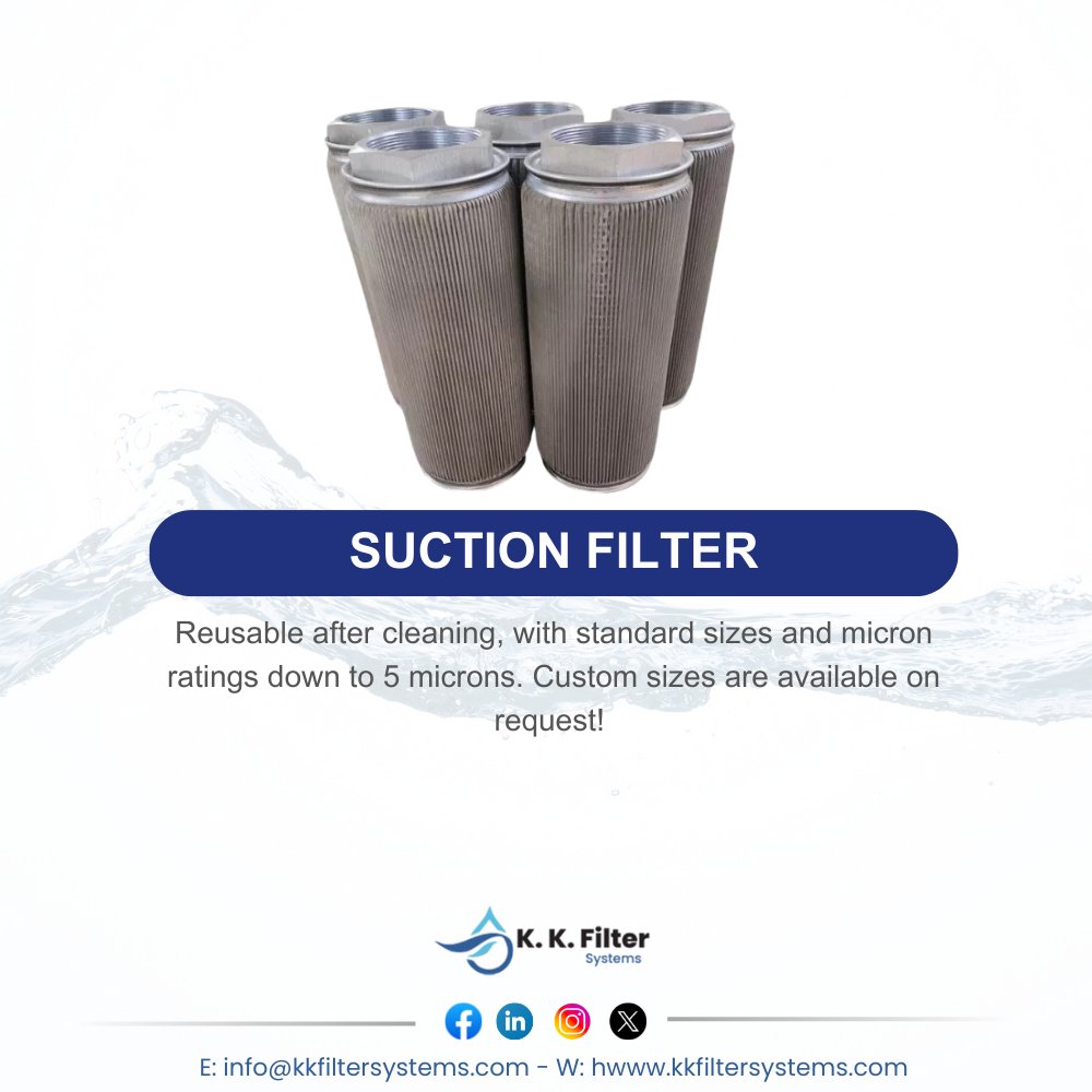 KKFilterSystems's tweet image. Reusable after cleaning, with standard sizes and micron ratings down to 5 microns. Custom sizes are available on request! 
kkfiltersystems.com/Suction-Filter…

#Filtration #WaterTreatment #Engineering #Efficiency #Quality #KKFilter #FilterSystems #Ahmedabad #India #Gujarat #India