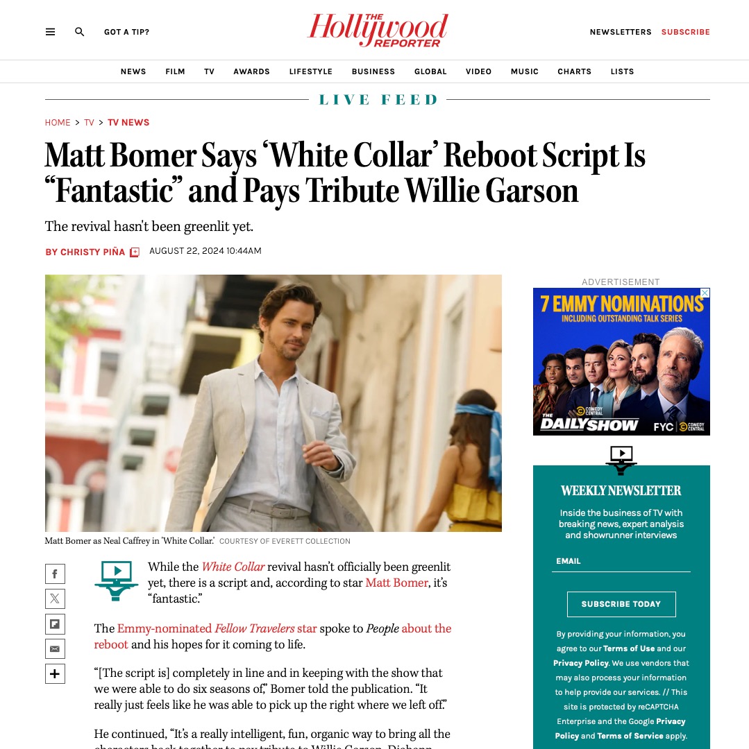 Jeff Eastin (@jeffeastin) on Twitter photo It's coming together...
<a href="/MattBomer/">Matt Bomer</a> <a href="/TimDeKay/">Tim DeKay</a> <a href="/TiffaniThiessen/">Tiffani Thiessen</a> <a href="/Marsha_Thomason/">Marsha Thomason</a> #SharifAtkins #WhiteCollar It's coming together...
<a href="/MattBomer/">Matt Bomer</a> <a href="/TimDeKay/">Tim DeKay</a> <a href="/TiffaniThiessen/">Tiffani Thiessen</a> <a href="/Marsha_Thomason/">Marsha Thomason</a> #SharifAtkins #WhiteCollar