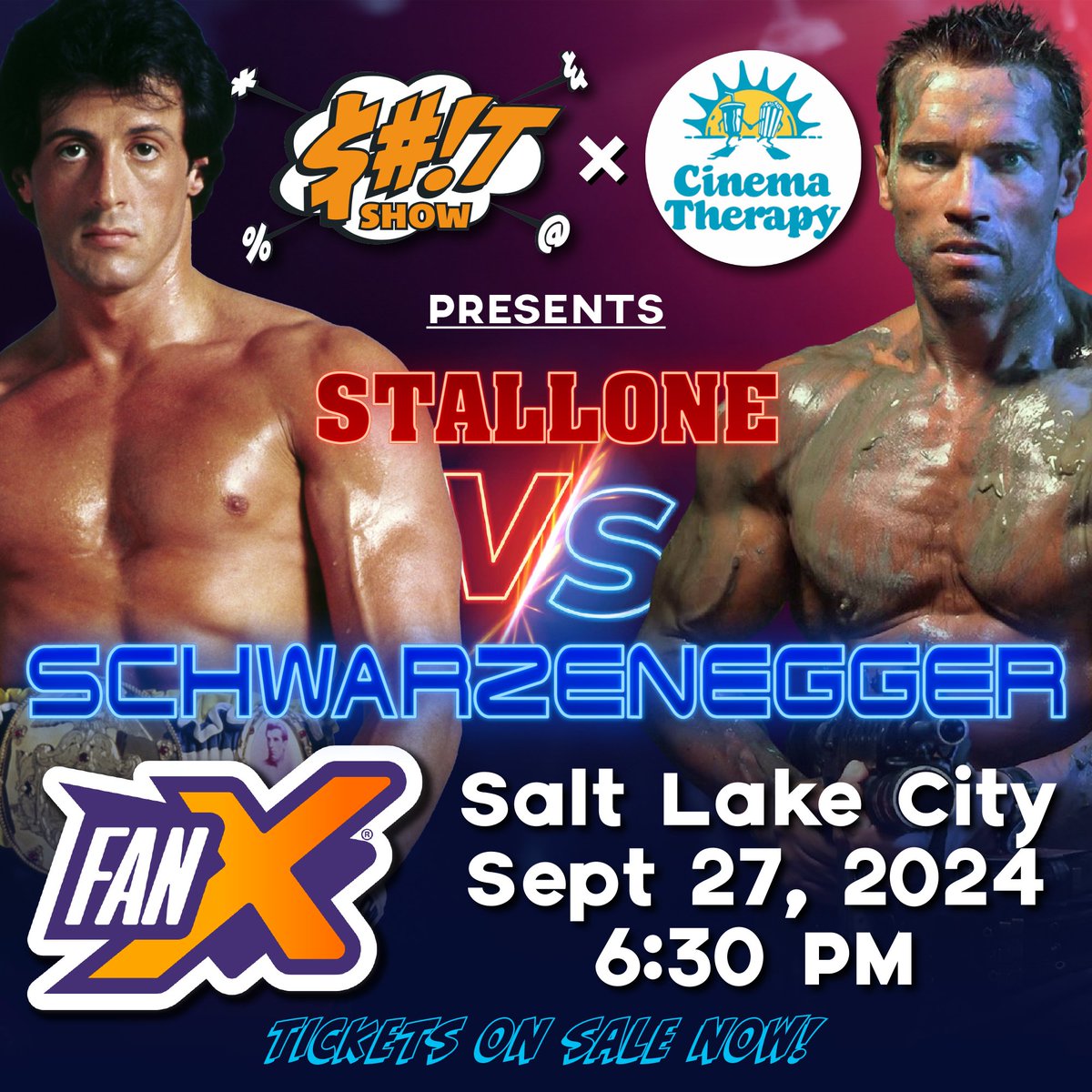 For the first time ever, It Was A Sh*t Show will be LIVE on Sept 27 in SLC!

Join us and guests Cinema Therapy as we discuss the epic rivalry of Schwarzenegger vs Stallone from the psychology of their egos to the mental games they played.

Buy tickets now: fanxsaltlake.com