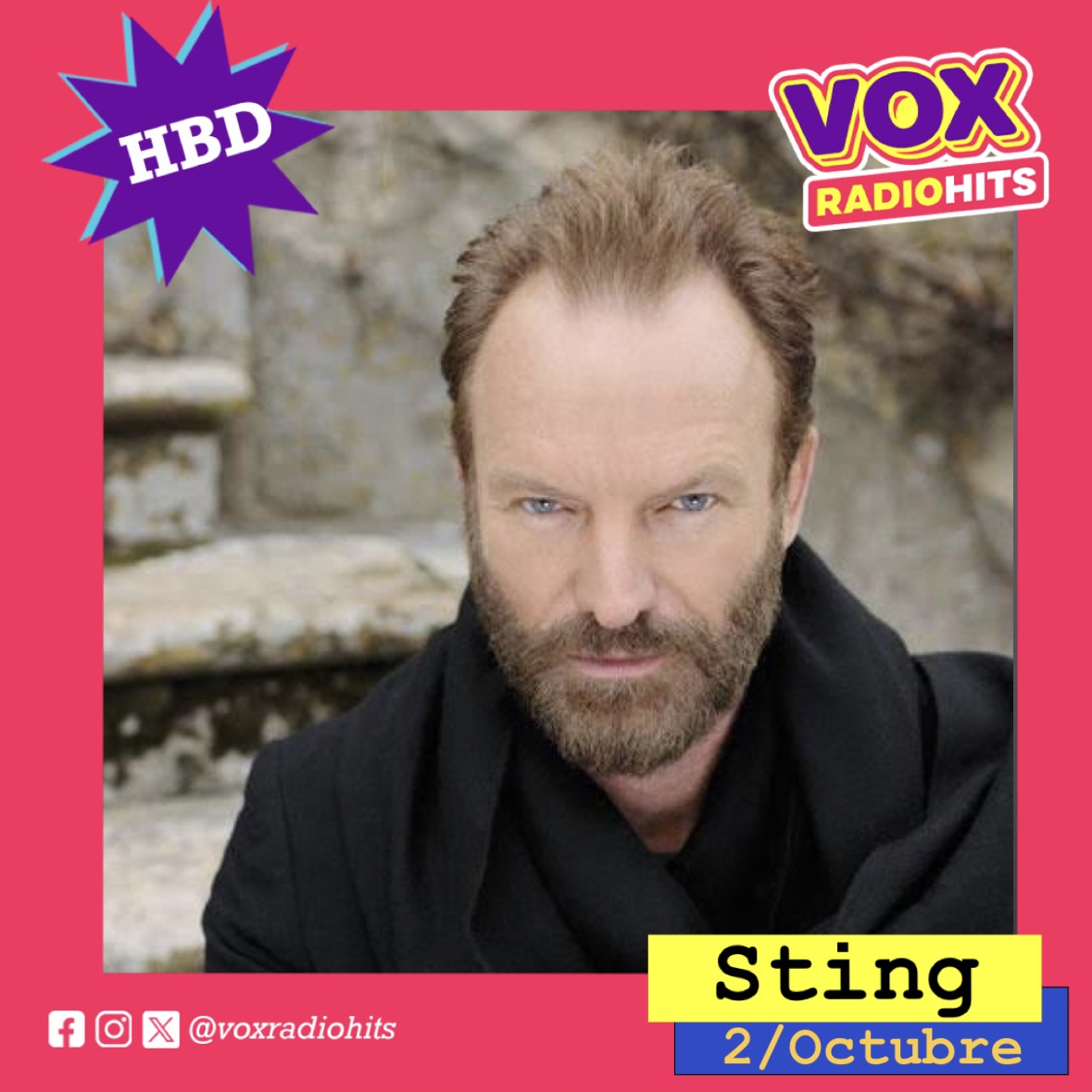 VoxRadioHits's tweet photo. HBD 🥳 a @theofficialsting músico británico que se desempeñó inicialmente como bajista, y más tarde como cantante y voz líder, bajista y compositor del grupo musical @thepolicebandofficial formando luego su propia banda.
#Sting #VOXFM #ThePolice #RadioHits https://t.co/1jmD1Baz5s
