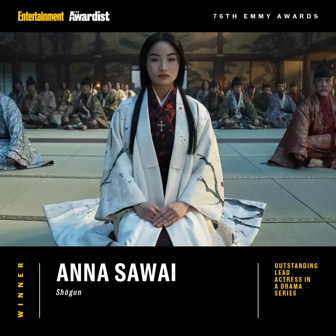 EW's tweet photo. Anna Sawai wins Outstanding Lead Actress in a Drama Series for #ShogunFX! #Emmys https://t.co/eEM9AxHOMS