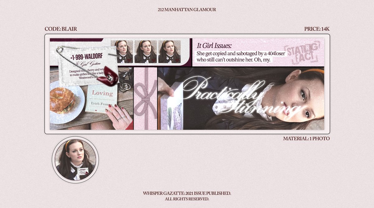 ellepages's tweet image. Help repost? Thank you!

Attentions, darling! Elena’s Store is rolling out the red carpet today, only Serena and Blair are invited. No maximum orders—go ahead, spoil yourself.

T&amp;amp;C and form are waiting on my Carrd. Ready to be the next it girl? XOXO, Whisper Gazette.

#zonauang