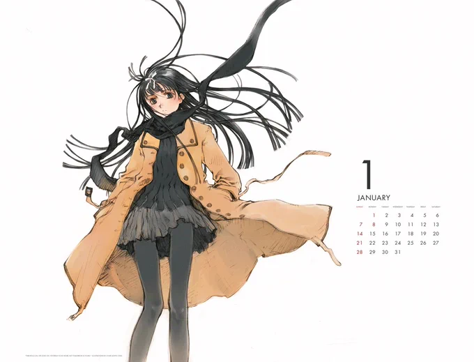 【054】2000年末に出したカレンダーの絵。キャラは少年少女物語の詩子。#画業30周年記念 