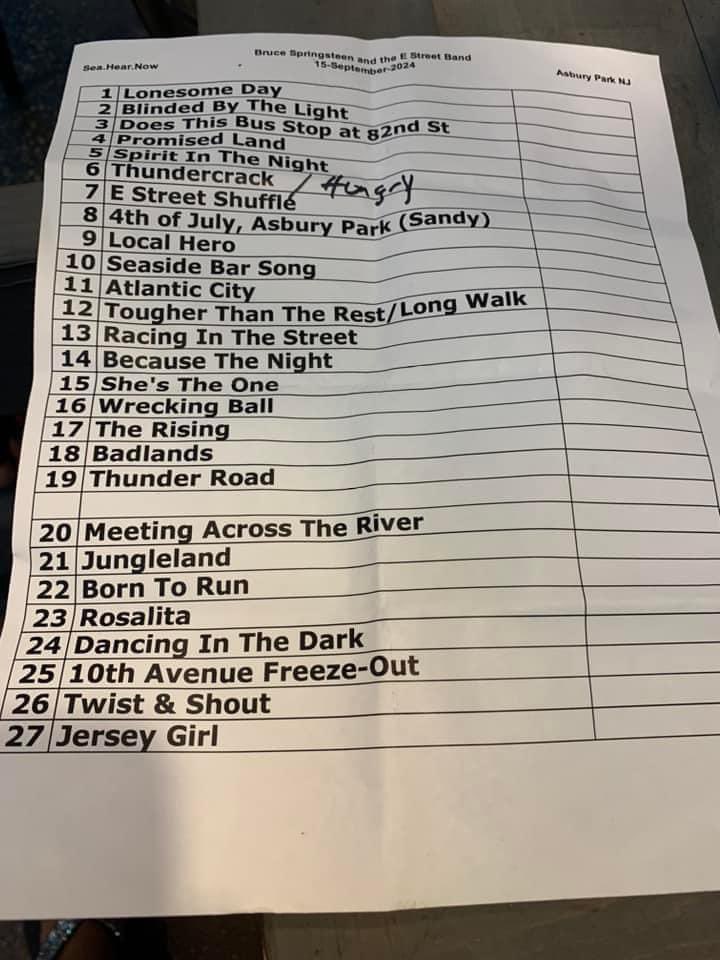 WHAT A SETLIST!! WHAT A SHOW!! Definitely one of the best shows I have attended. Seriously off the charts. 

Setlist: 

Lonesome Day
Blinded By The Light
Does This Bus Stop at 82nd St
Growin’ Up
Promised Land
Spirit in The Night
THUNDERCRACK!
E Street Shuffle
Sandy
Hungry Heart