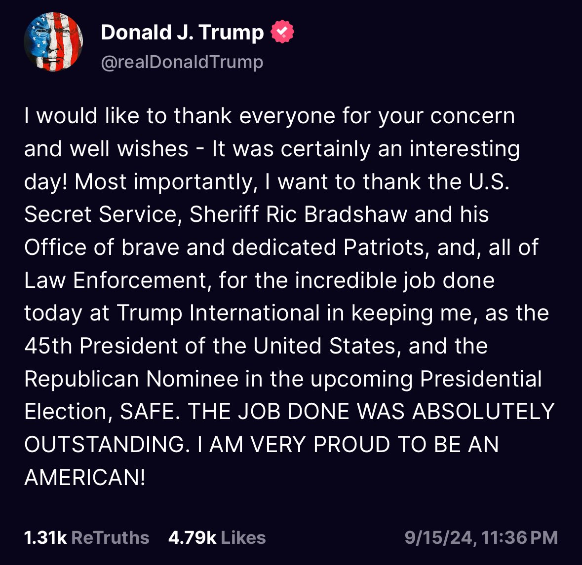 BREAKING: TRUMP POSTED FOR FIRST TIME SINCE THE INCIDENT TODAY