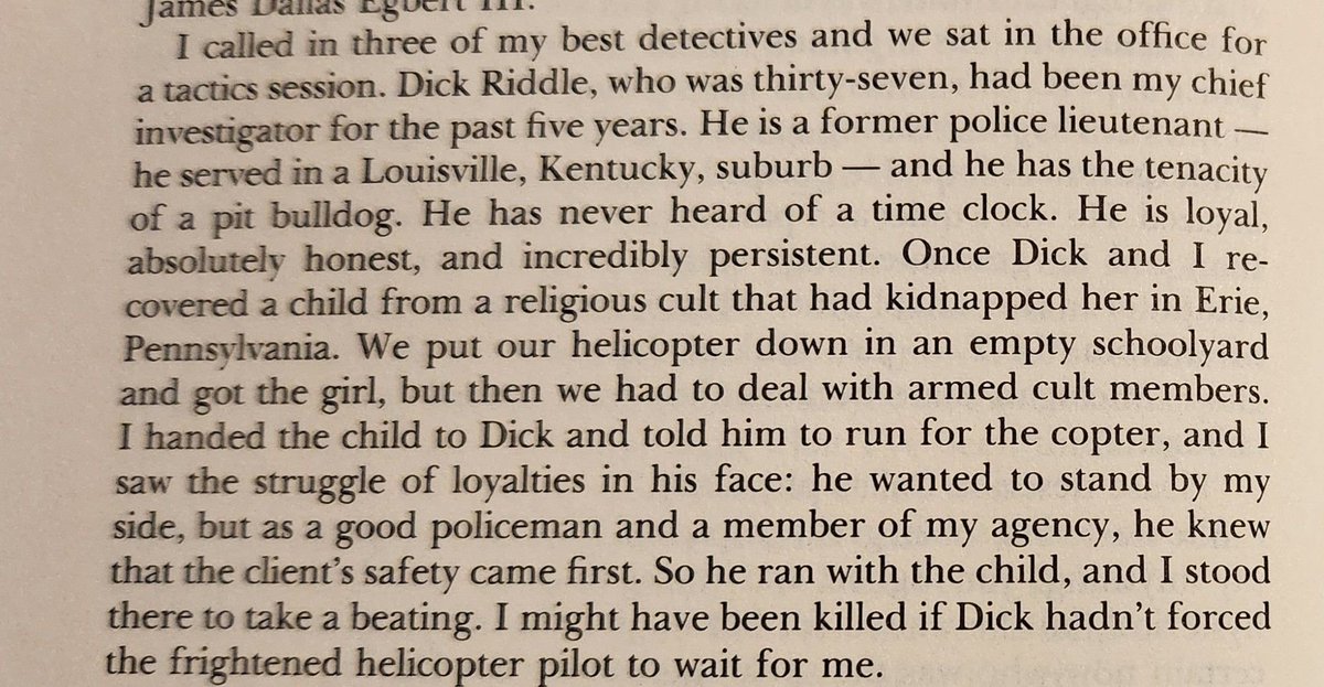 SSkorkowsky's tweet photo. Here's a small excerpt from The Dungeon Master as Dear is assembling his team to find the missing James Dallas Egbert III.
In a story no one has ever been able to verify, and sounds a million-times more awesome than the Egbert Case, he casually recalls battling cultists in PA https://t.co/uPctINGbSF