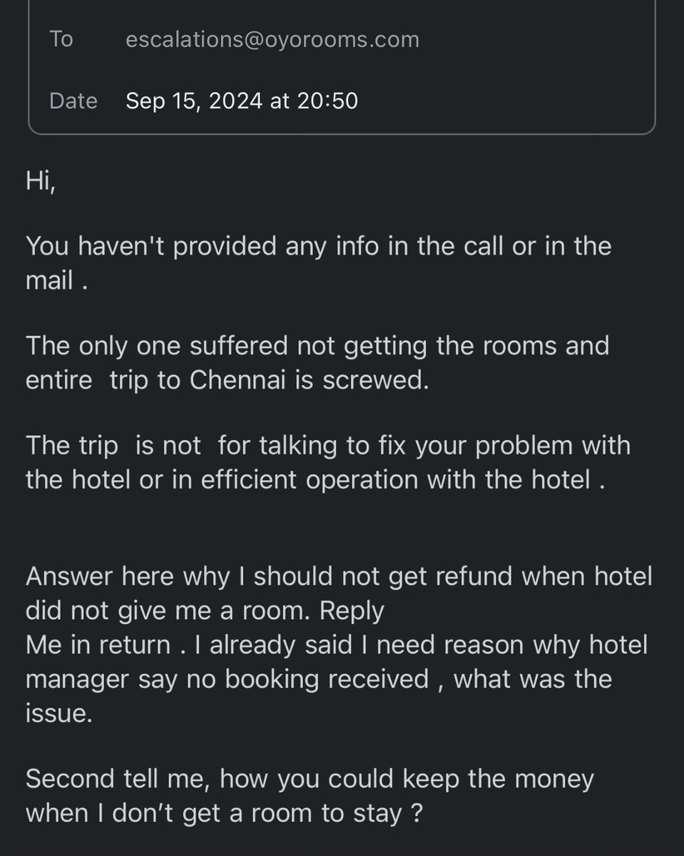 porali2000's tweet photo. #oyorooms 
 #oyo I booked hotel through @oyorooms . It’s was confirmed 2 days ago the checkin date. When reached hotel said no booking
Received. Talk to #oyo. I tried reaching, no one cared. Second emailed. They are #faking and returning no money. No1 #Fraudster https://t.co/pfcCRVhhYS