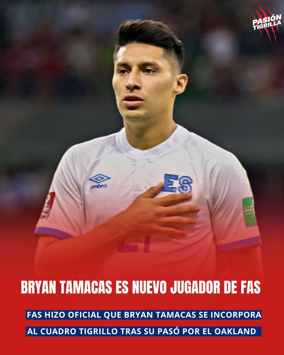 PasionTigrilla's tweet photo. ¡BRYAN TAMACAS REGRESA A FAS! 🐯

El lateral de la selección nacional vuelve a vestir los colores del Cuadro Tigrillo.

#VamosFAS 🔴🔵 https://t.co/bxkn9HdrO3