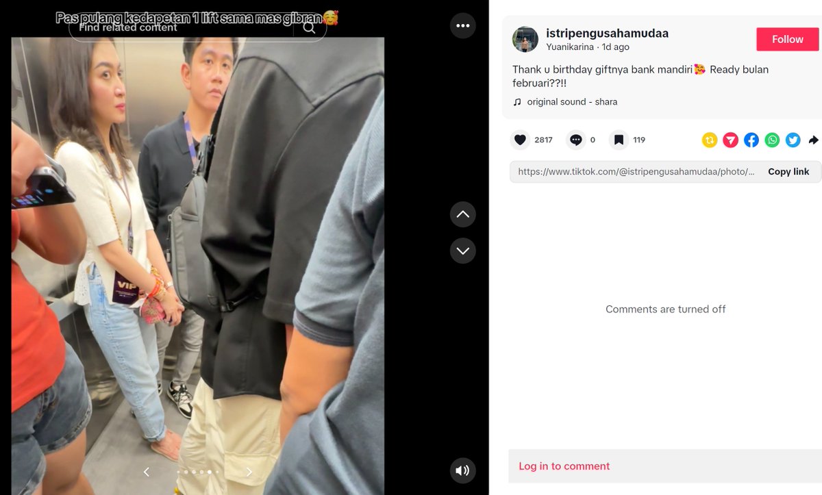 Siapa doi, kok ngaku bisa satu lift ama calon wapres yak? Dijemput dan dikawal pake voorijder

Akun tiktok Istripengusahamudaa @.yuanikarina
tiktok.com/@istripengusah…