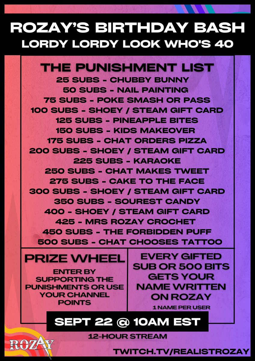 Lordy Lordy, look who is turning 40.....  Yeah I've accepted it.   Come celebrate with me Sept 22 @ 10am EST for 12 hours if you have nothing else to do or wanna see any of this nonsense take place....
