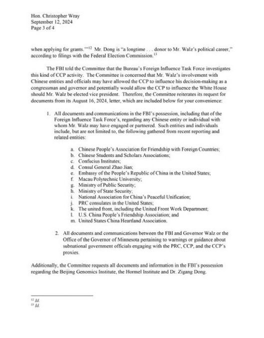 NicoDelgadoAZ's tweet photo. 🚨 BREAKING 🚨 

Kamala Harris’ running mate Tim Walz is officially under investigation for connections to the CCP https://t.co/8ueHbe2lLs