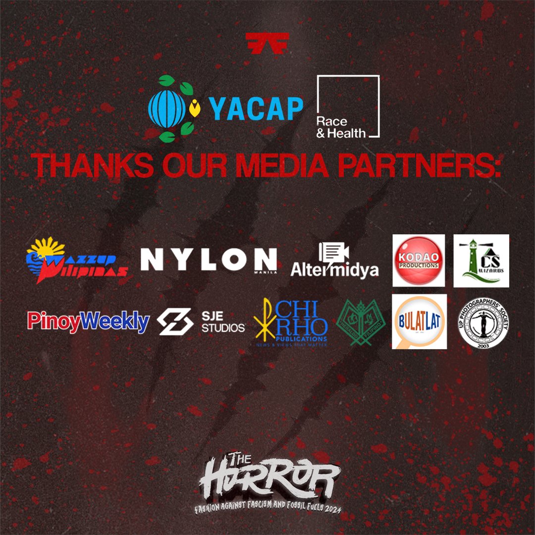 YACAPhilippines's tweet image. Big thanks to our incredible sponsors and partners who made THE HORROR possible! 🧟 Your support brought this bold vision to life. From start to finish, your contributions fueled the fire of creativity and activism on the runway. 🔥✊

#FAFFF24 #TheHorror 
#FridayThe13th