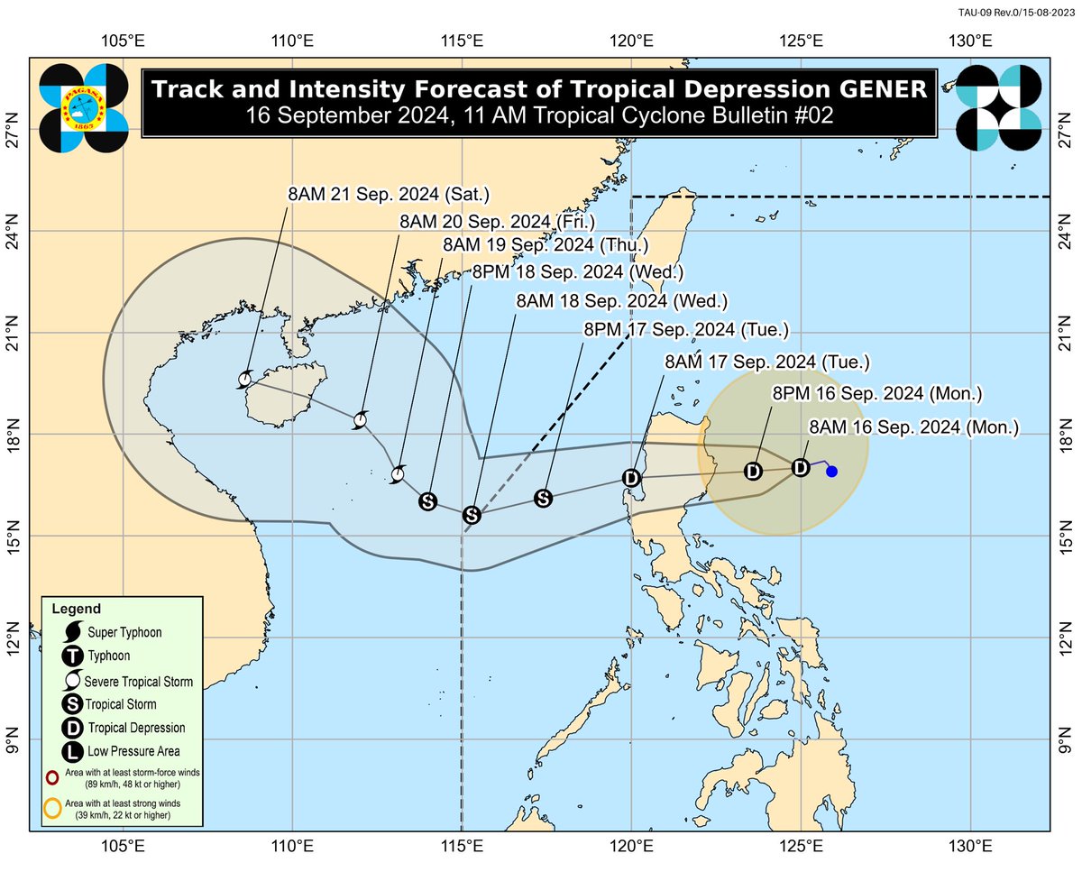 earthshakerph's tweet image. 🌀UPDATE: Lumakas bahagya ang TD GENER (#GenerPH) habang kumikilos nang mabagal. Tatawirin nito ang Northern at Central Luzon ngayong gabi hanggang bukas.

Inaasahang magla-landfall sa Isabela o Aurora at maaaring lumabas sa mga baybayin ng La Union o Pangasinan bukas ng umaga.