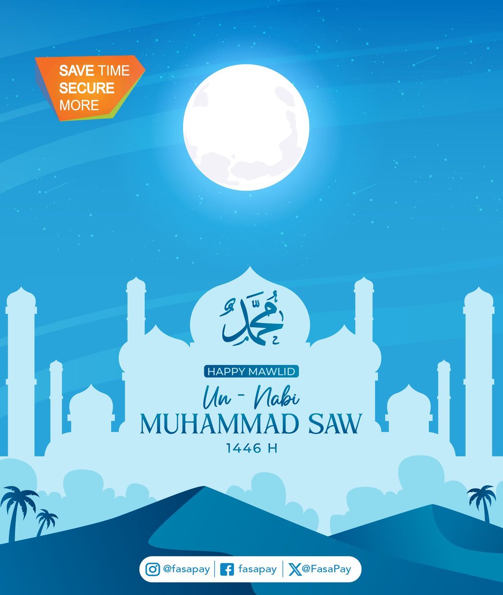 FasaPay's tweet photo. May the birth of Prophet Muhammad bring peace, joy, and blessings into your life. 🌟🕌 Happy Mawlid al-Nabi! 

#BlessedMawlid #ProphetMuhammad #FaithAndLove https://t.co/mj0ehD3ElX