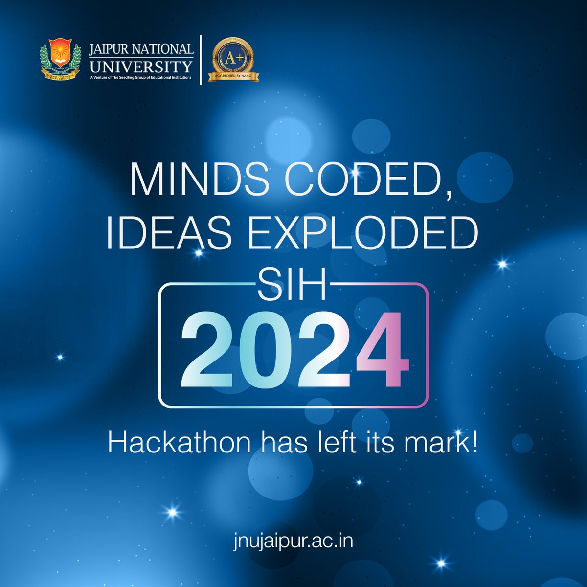 JAIPURJNU's tweet photo. Minds Coded, Ideas Exploded!
Jaipur National Universityβs participation in the Smart India Hackathon 2024 has left a lasting mark. Congratulations to all the bright minds who coded the future!
#SIH2024 #InnovationUnleashed #HackathonMagic #JNUJaipur #CodeforIndia #InnovatorsHub https://t.co/EtKqnzbEC7