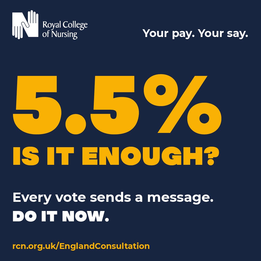 Heccles94's tweet photo. ⏰ This is your final chance to have your say on NHS pay in England for RCN members.

🤷 Is 5.5% enough? You decide! 

🗳️ Vote Today 

Please RT if you support Fair Pay for Nursing 🙏 

https://t.co/iQbHEJgjXh https://t.co/H4HoUh1MD3
