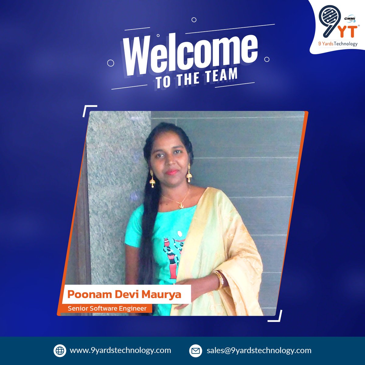 9YardsTech's tweet photo. Welcome, Poonam Devi Maurya! ๐ Our new Senior Software Engineer is ready to build innovative solutions with us.
#techtalent #newjoiner #9yardstechnology https://t.co/FxLpQS2DQf