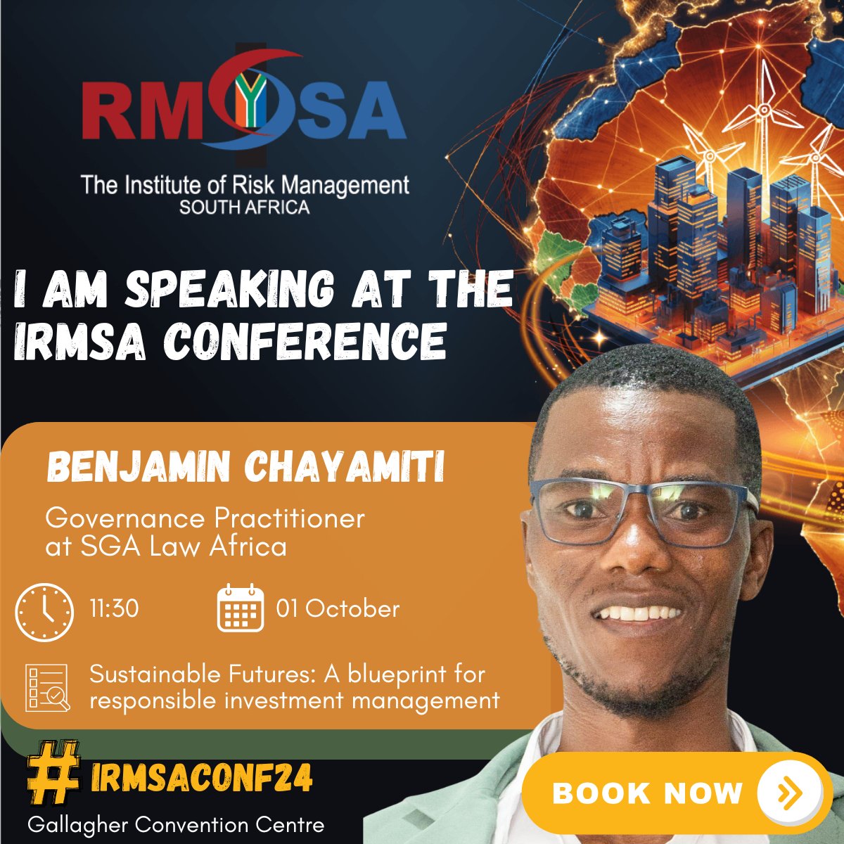 🎤 SPEAKER ANNOUNCEMENT

⚖️ Benjamin Chayamiti from SGA Law Africa will share insights into responsible investment management at #IRMSAConf24. Don’t miss it! 🌿

📅 Oct 1-2, 2024

📍 Gallagher Convention Centre

🔗 Register: irmsa.org.za/page/conference