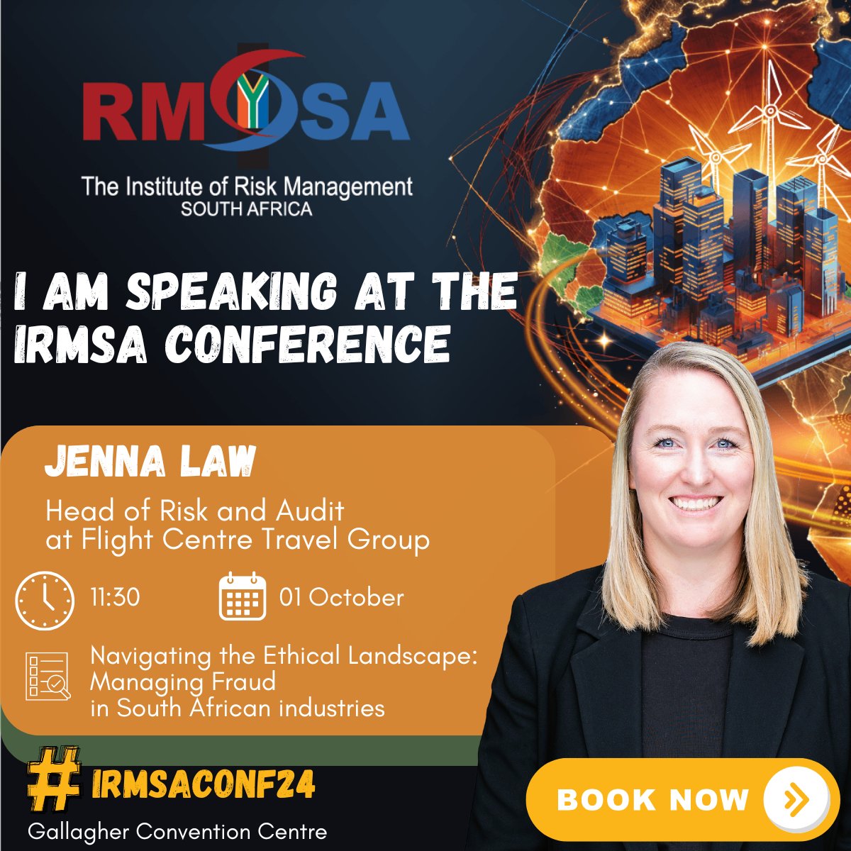 🎤 SPEAKER ANNOUNCEMENT

Jenna Law, Head of Risk &amp; Audit at Flight Centre Travel Group, brings her expertise to #IRMSAConf24. 🌍✈️

📅 Oct 1-2, 2024

📍 Gallagher Convention Centre

🔗 Register: irmsa.org.za/page/conference
#RiskManagement